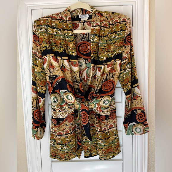 Essay by Sharon Anthony vintage blazer jacket tribal print size 8 petite Medium - Picture 1 of 4